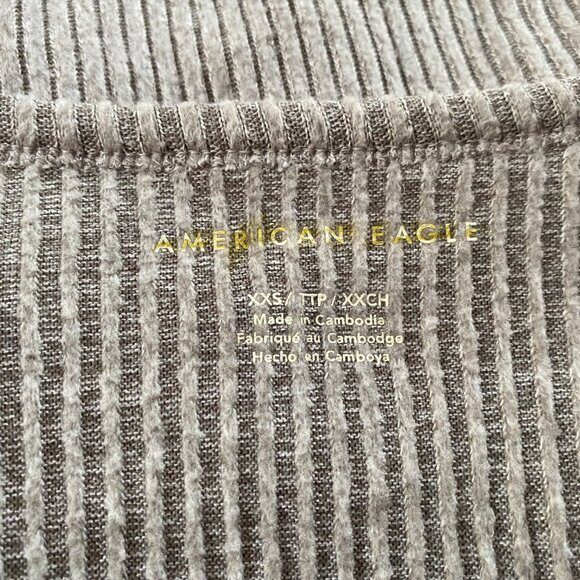 AMERICAN EAGLE Gray Soft ribbed knit Stretch Classic V-neck Shirt *XX-SMALL* - Picture 5 of 5